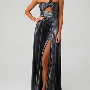 Niali One shoulder Gunmetal Metallic Gown Size 2/4